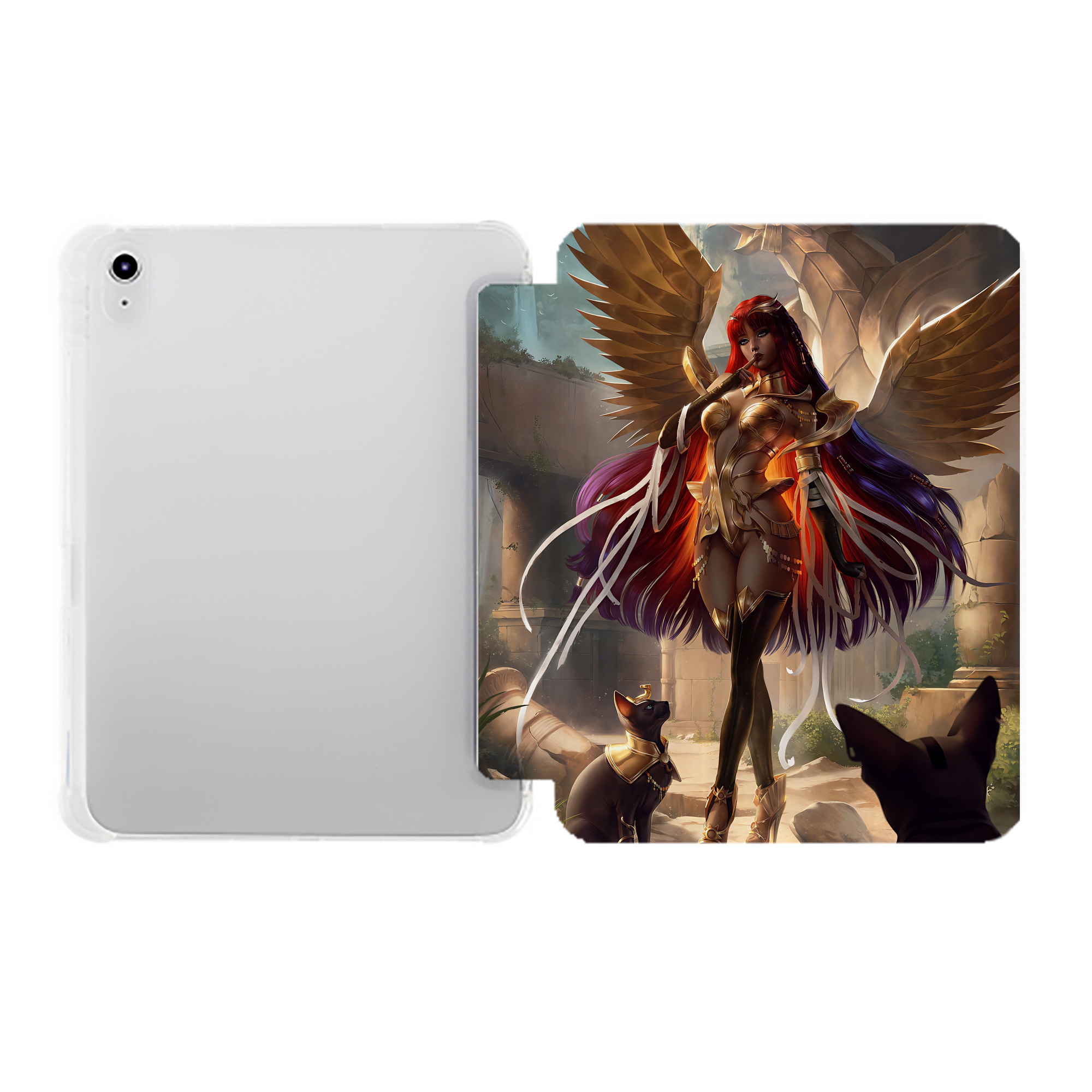 （画像用） 遊☆戯☆王 Yu-Gi-Oh! IPad ケース ペン収納付き 三つ折りスタンド PUレザー×シリコン 対応機種9.5/10.5/10.9インチ